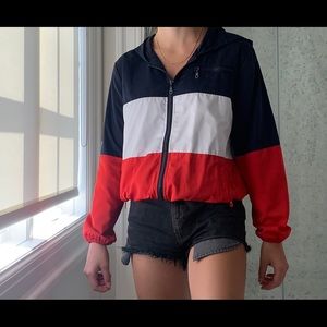 Red white and blue windbreaker